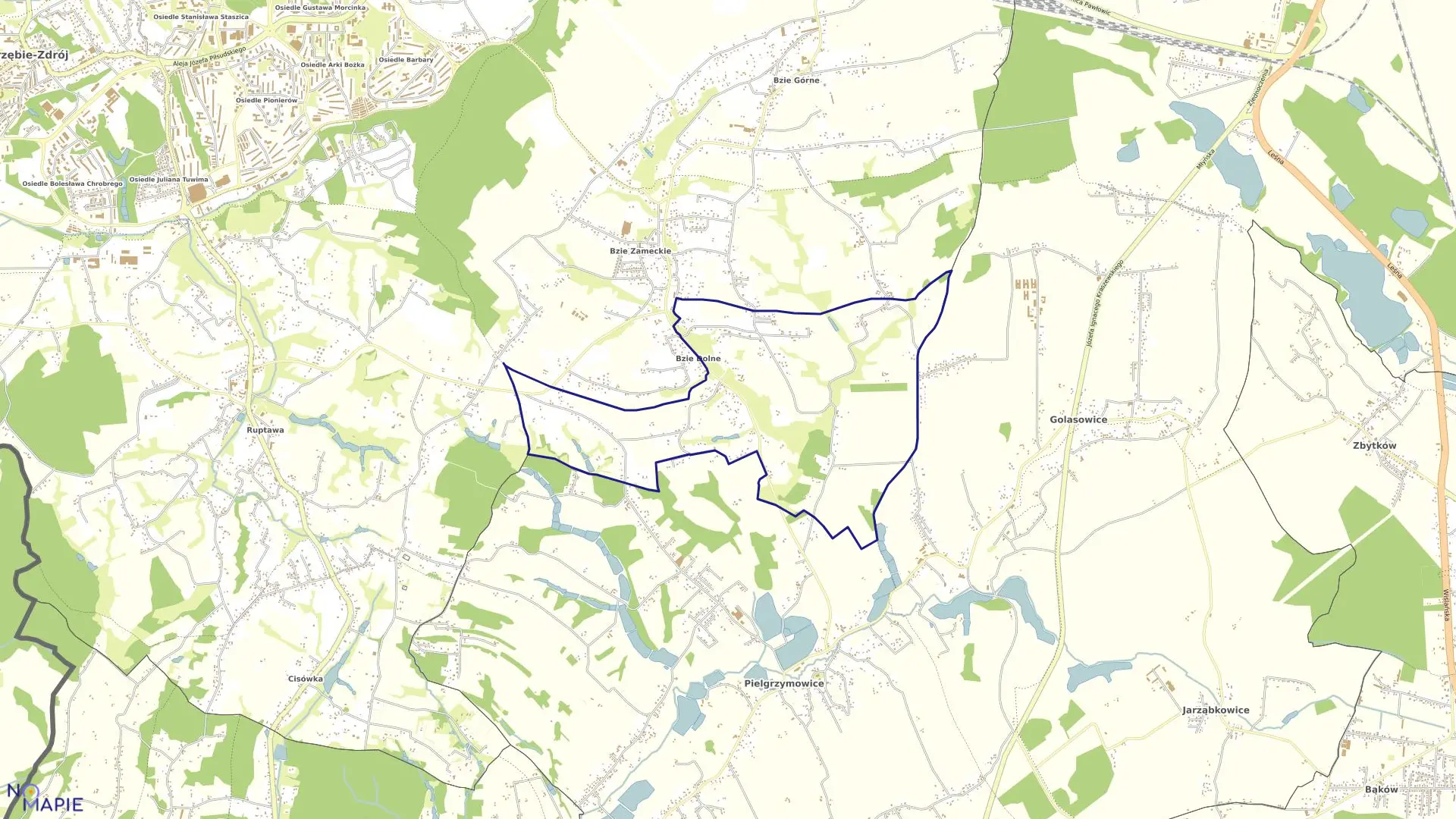 Mapa obrębu BZIE DOLNE w mieście Jastrzębie-Zdrój