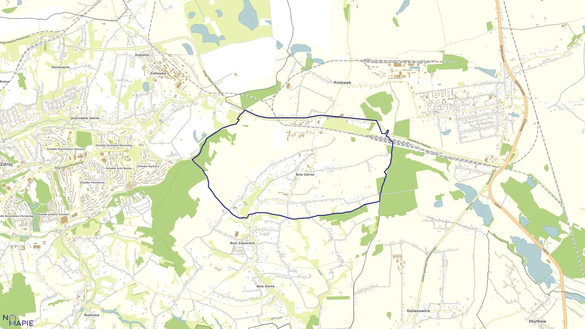 Mapa obrębu BZIE GÓRNE w mieście Jastrzębie-Zdrój