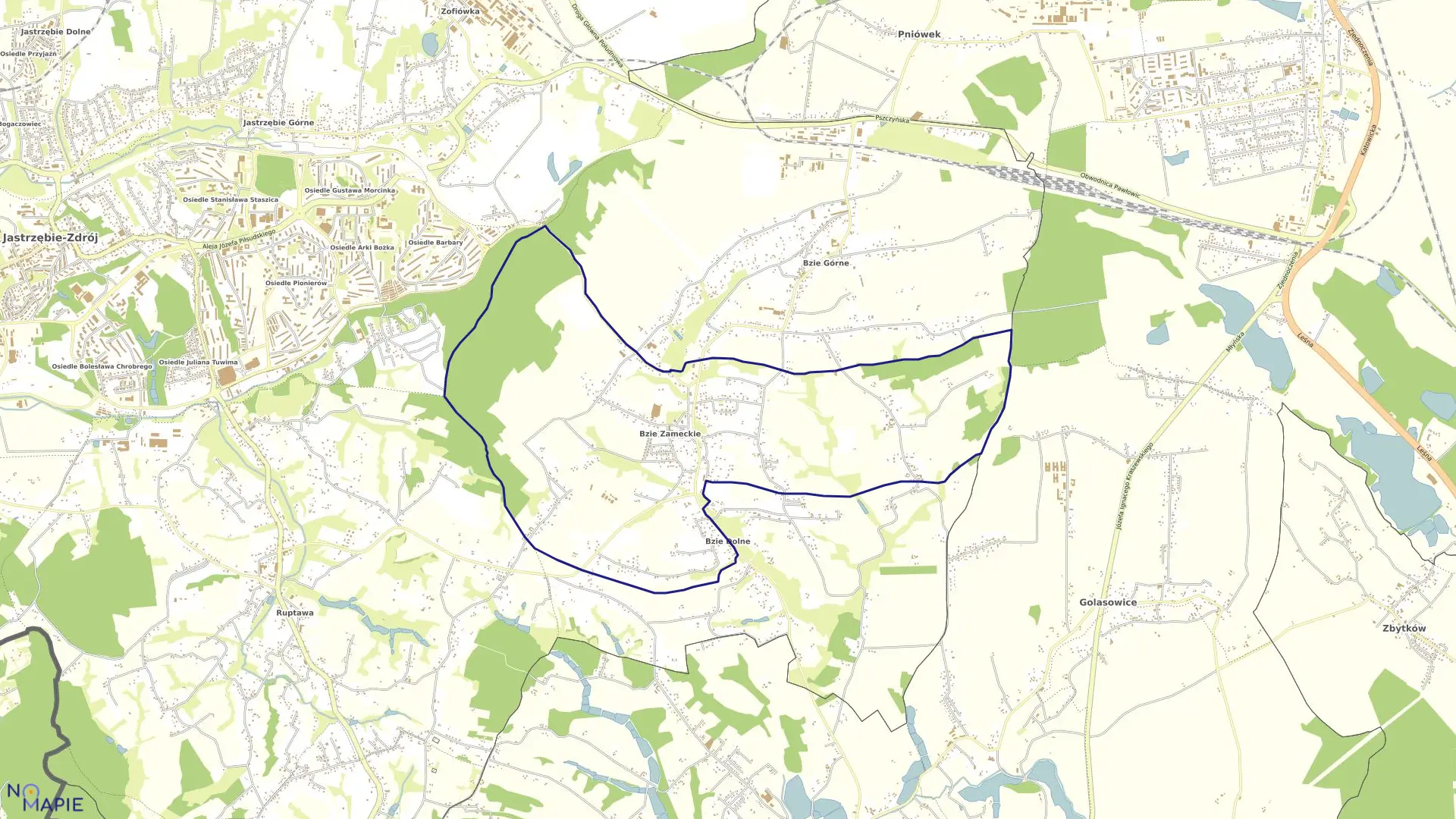 Mapa obrębu BZIE ZAMECKIE w mieście Jastrzębie-Zdrój