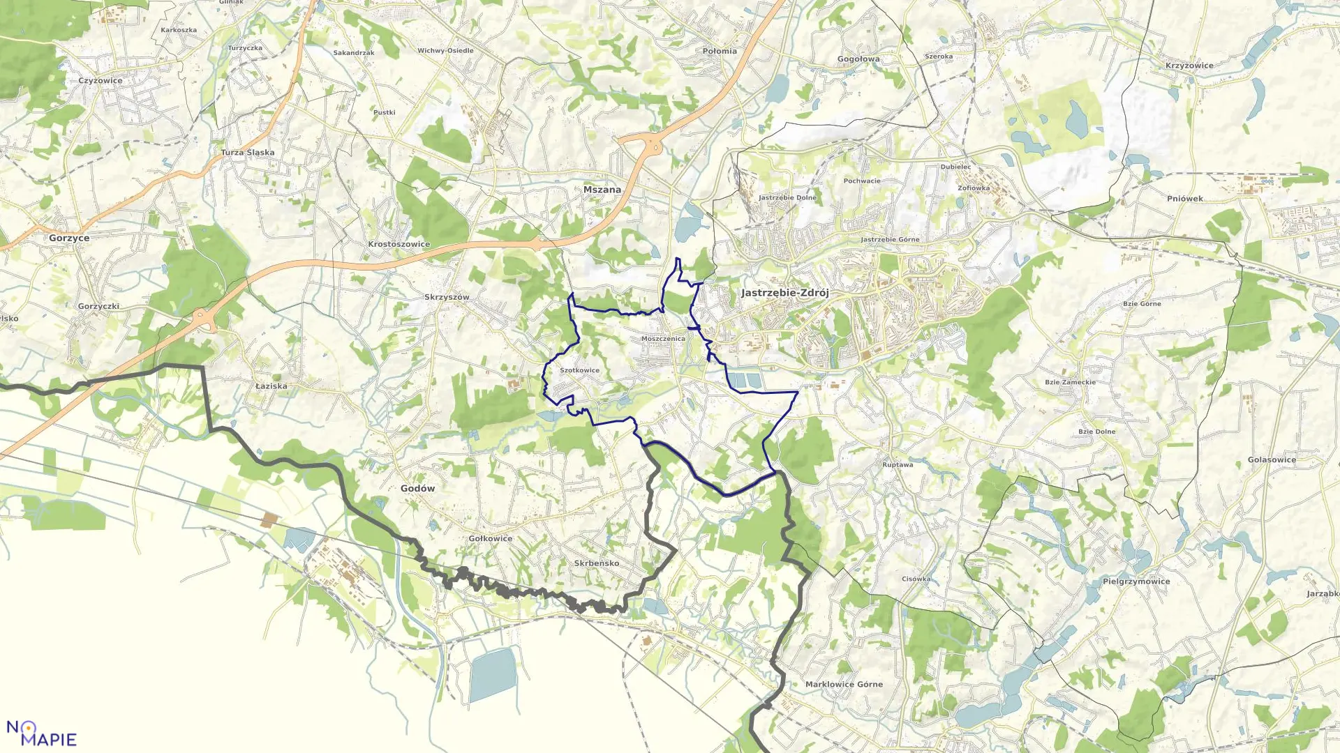 Mapa obrębu MOSZCZENICA w mieście Jastrzębie-Zdrój